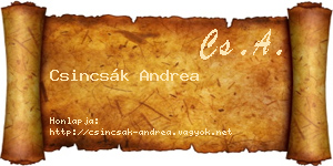 Csincsák Andrea névjegykártya